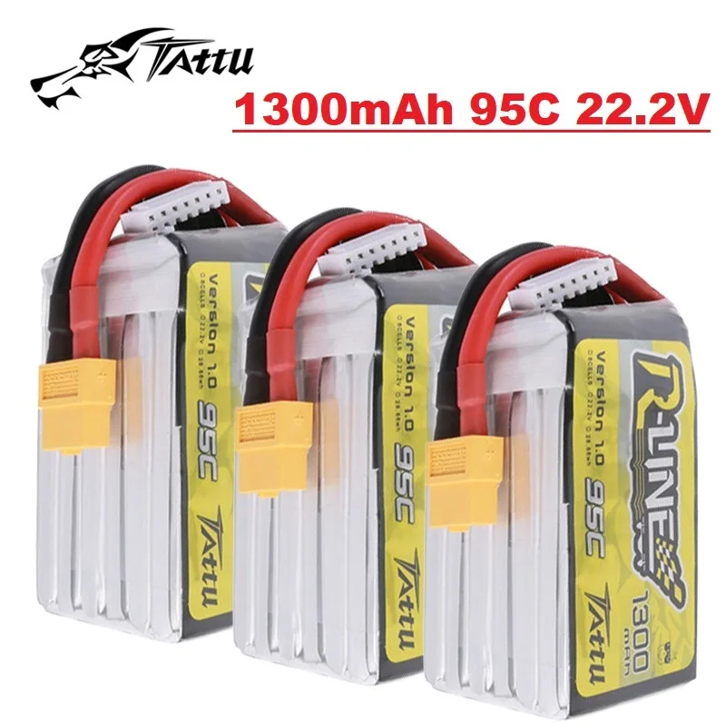 

TATTU-R-LINE 1.0 1300mAh 95C 22.2V Lipo Battery For RC Helicopter Quadcopter FPV Racing Drone Parts With XT60 Plug 6S Battery