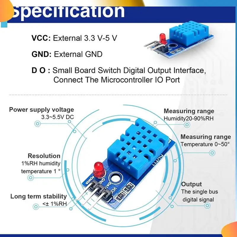 B48A Sensor de humedad digital Sensor de temperatura y humedad Módulo de sensor de humedad DHT11