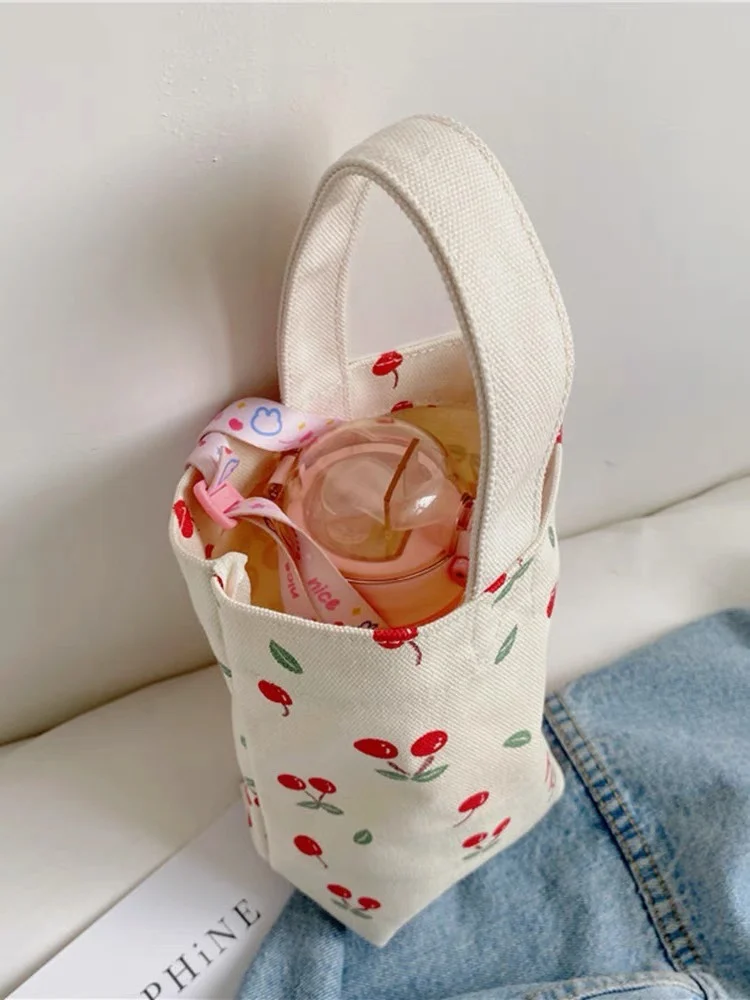 

Большая холщовая сумка-тоут Capaci с мультяшным принтом, студенческая повседневная сумка-вед, сумка для чашки воды, детская милая сумка для переноски с ручкой