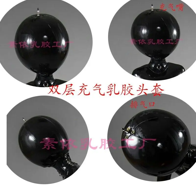 latex gummi mask inflatable one lockable zip ball mask full cover hood