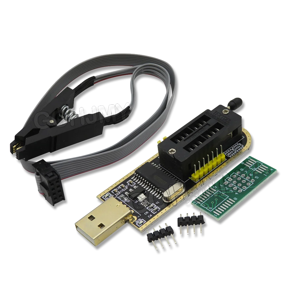 CH341A 24 25 Series EEPROM Flash BIOS USB Programmer Module + SOIC8 SOP8 Test Clip + 1.8V adapter For EEPROM 93CXX T809F TL866A