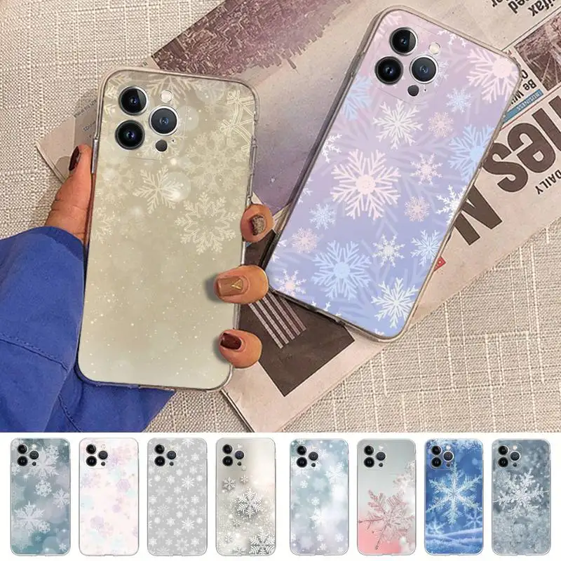 Christmas Snowflake Phone Case Silicone Soft for iphone 14 13 12 11 Pro Mini XS MAX 8 7 6 Plus X XS XR Cover