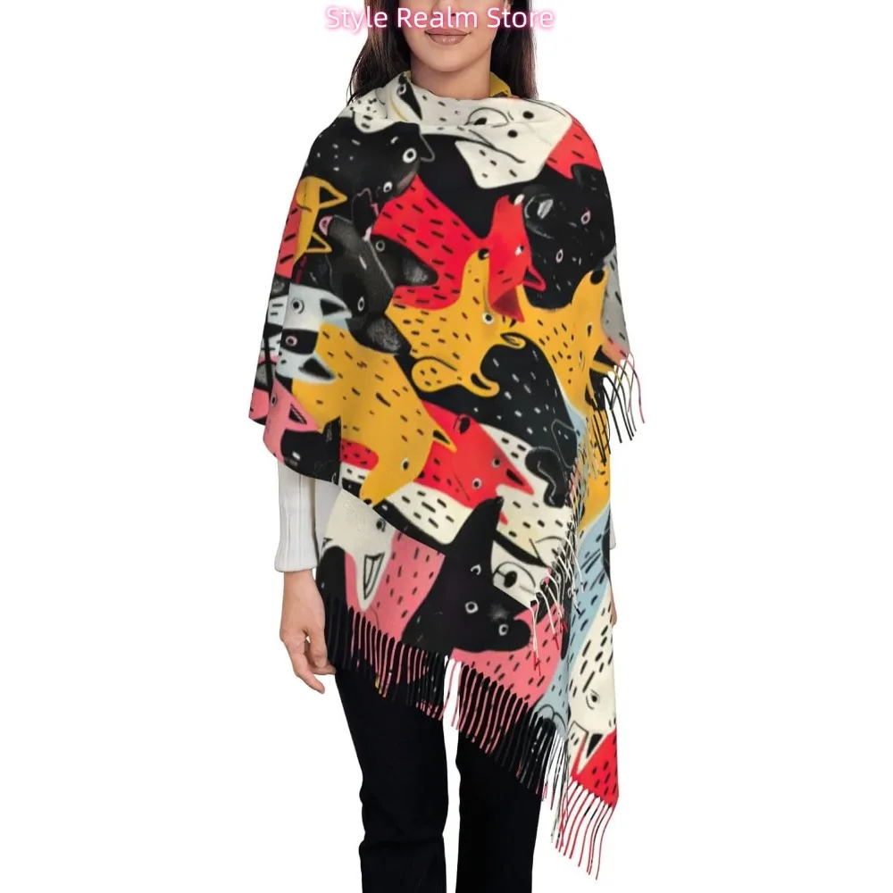 

Шарф из полиэстера с рисунком собак, дышащий модный аксессуар для путешествий и повседневной носки