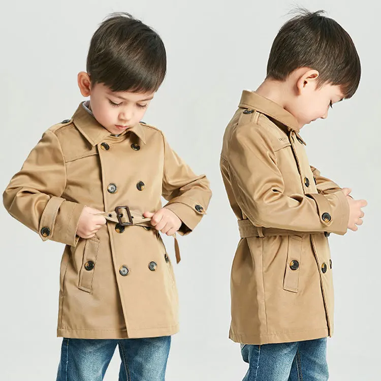 2024 spring and autumn boy trench coat in the long British baby trench coat spring and autumn clothing3-12Y