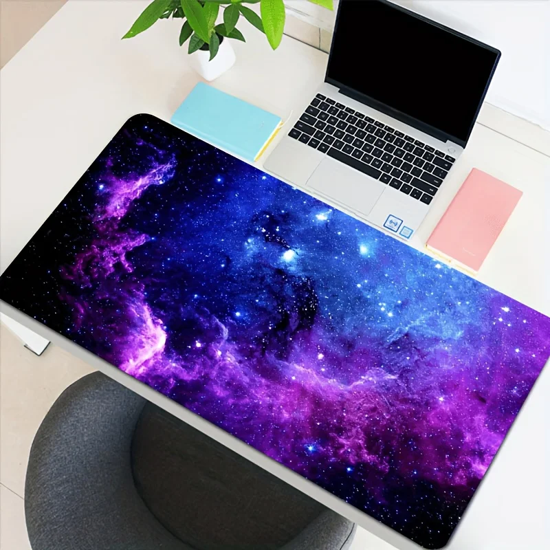 Dreamy Purple Sky Anime Gaming Mouse Pad Durable Rubber Non-Slip Base Stitched Edges Gamers Office Stylish Desk Accessory Gift