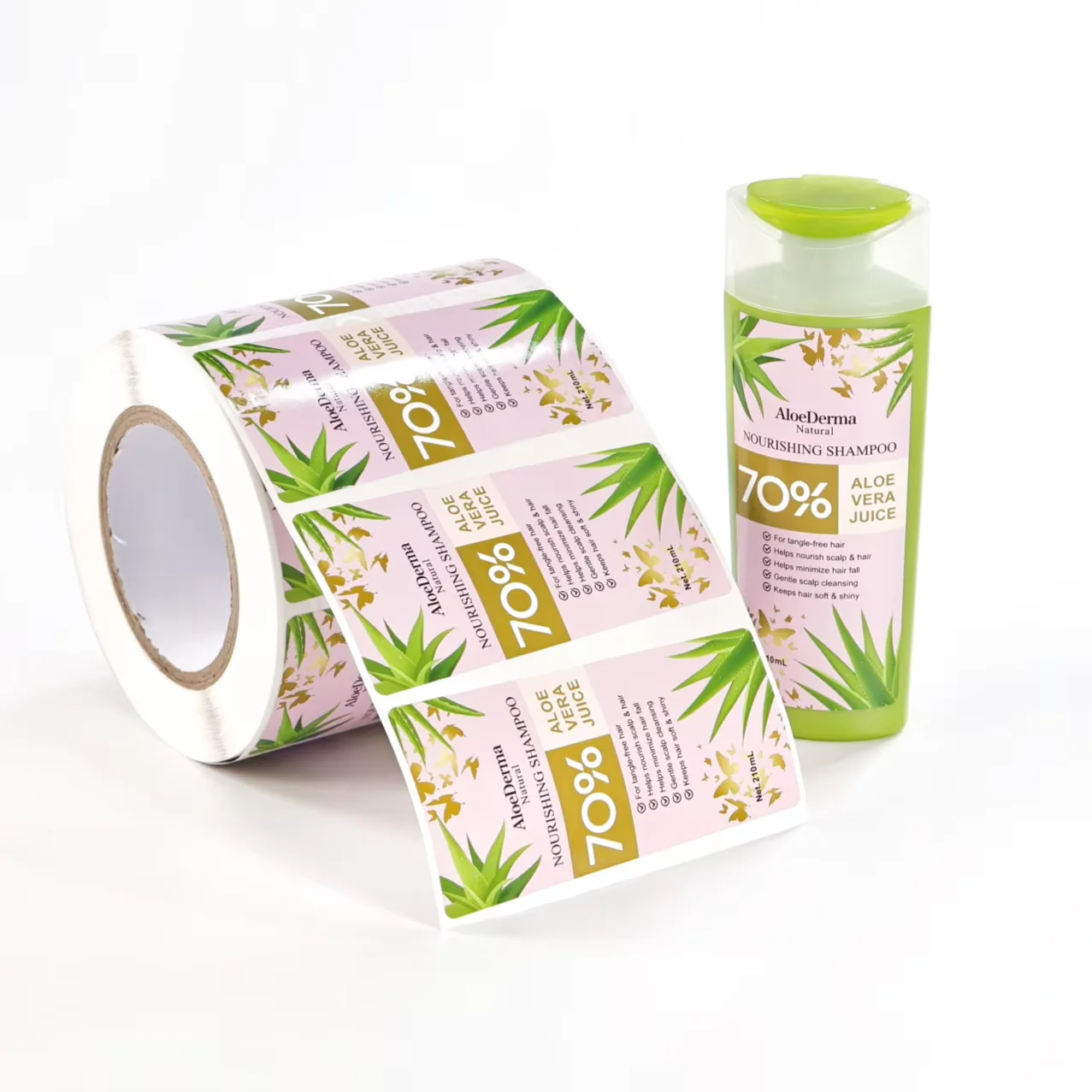Custom Gold Accent Roll Stickers｜Hair Care Bottle Packaging Labels