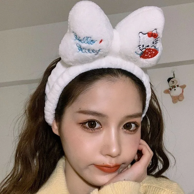 

New Sanrio Hello Kitty Animation Cartoon Cute Innovative Plush Face Wash Headband High Value Girl Who Loves Makeup Headband