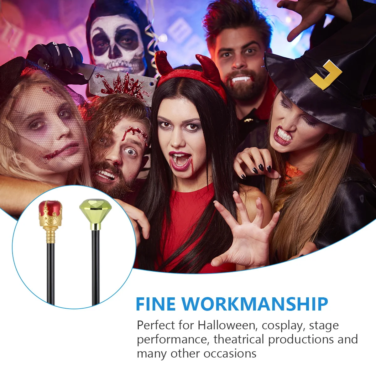 

2Pcs Halloween Scepters Royal Wands Plastic Cosplay Party Costume Kit Masquerade Ball Performance