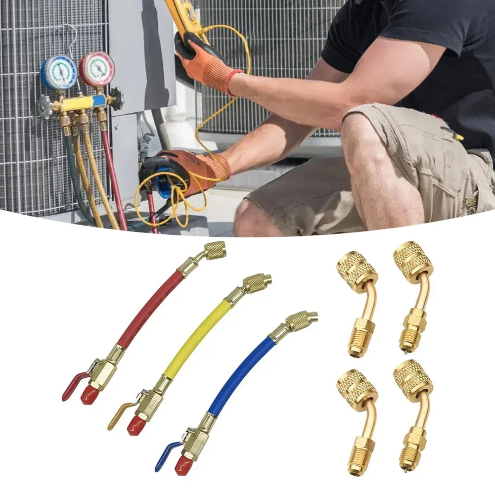 

Complete HVAC Solution 7Pcs Air Conditioning Compact Ball Valve Set with Robust Construction for R134A and R410A