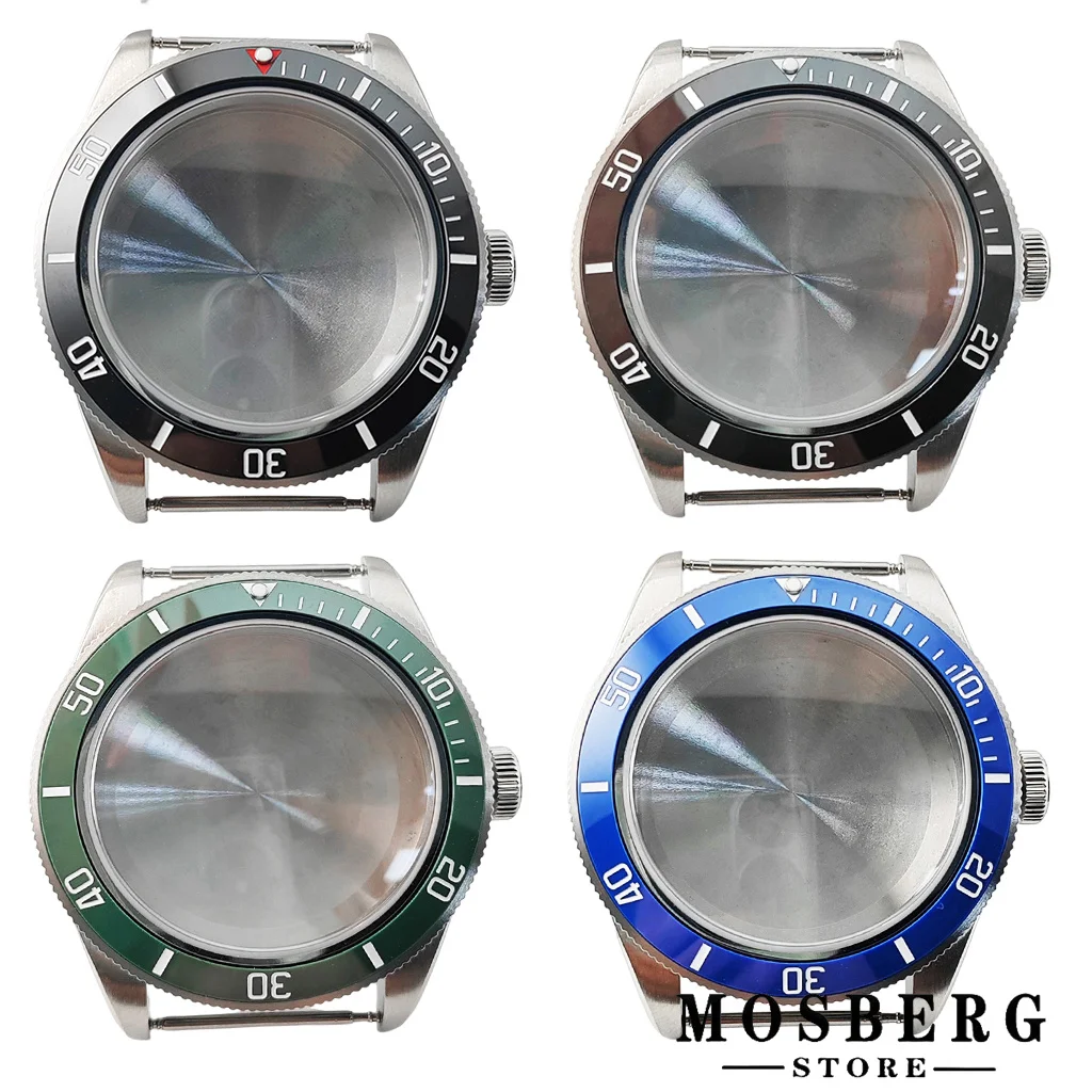 

Silver 39mm Watch Case With Ceramic Bezel Domed Sapphire Glass Solid Stainless Steel For NH35 NH36 Watches Movement Accessories