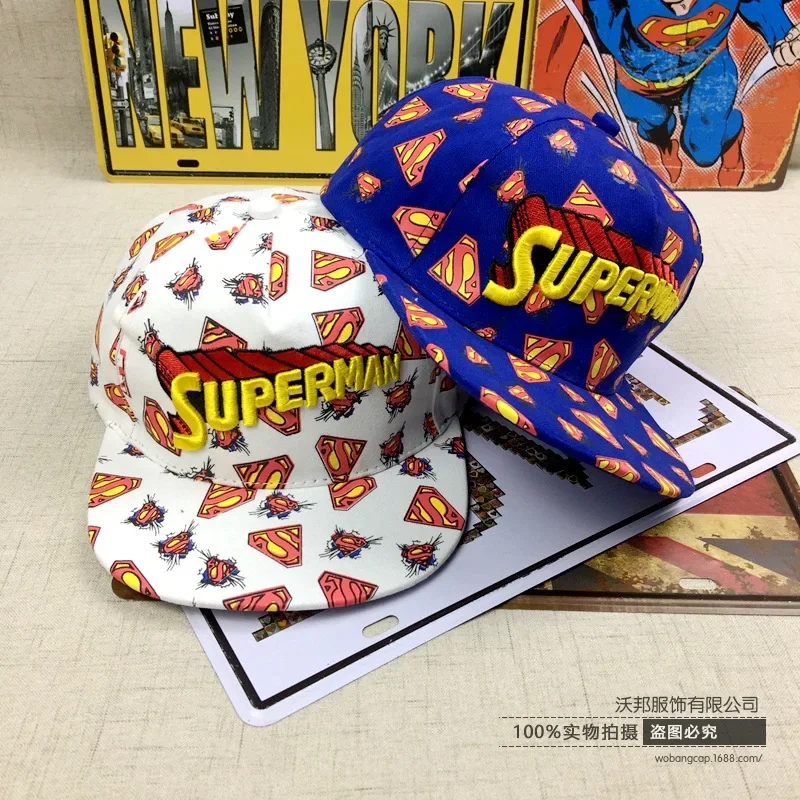 DC Anime Figure Superman Flat Brim Cotton Printed Baseball Cap Peaked Cap Adjustable Clothing Accessories Birthday Gifts