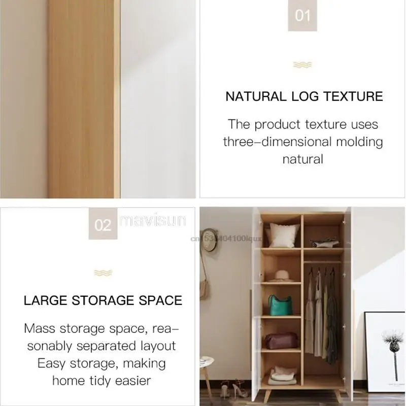 Modern Minimalist Economical Home Bedroom Storage Cabinet For Clothes Small Apartment Nordic Children\'s Two-Door Wardrobe Closet