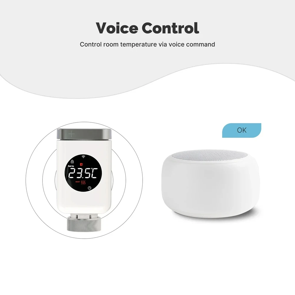 A98E-Smart Thermostatic Radiator Valve TRV Programmable App Remote Temperature Controller For Alexa Google Home