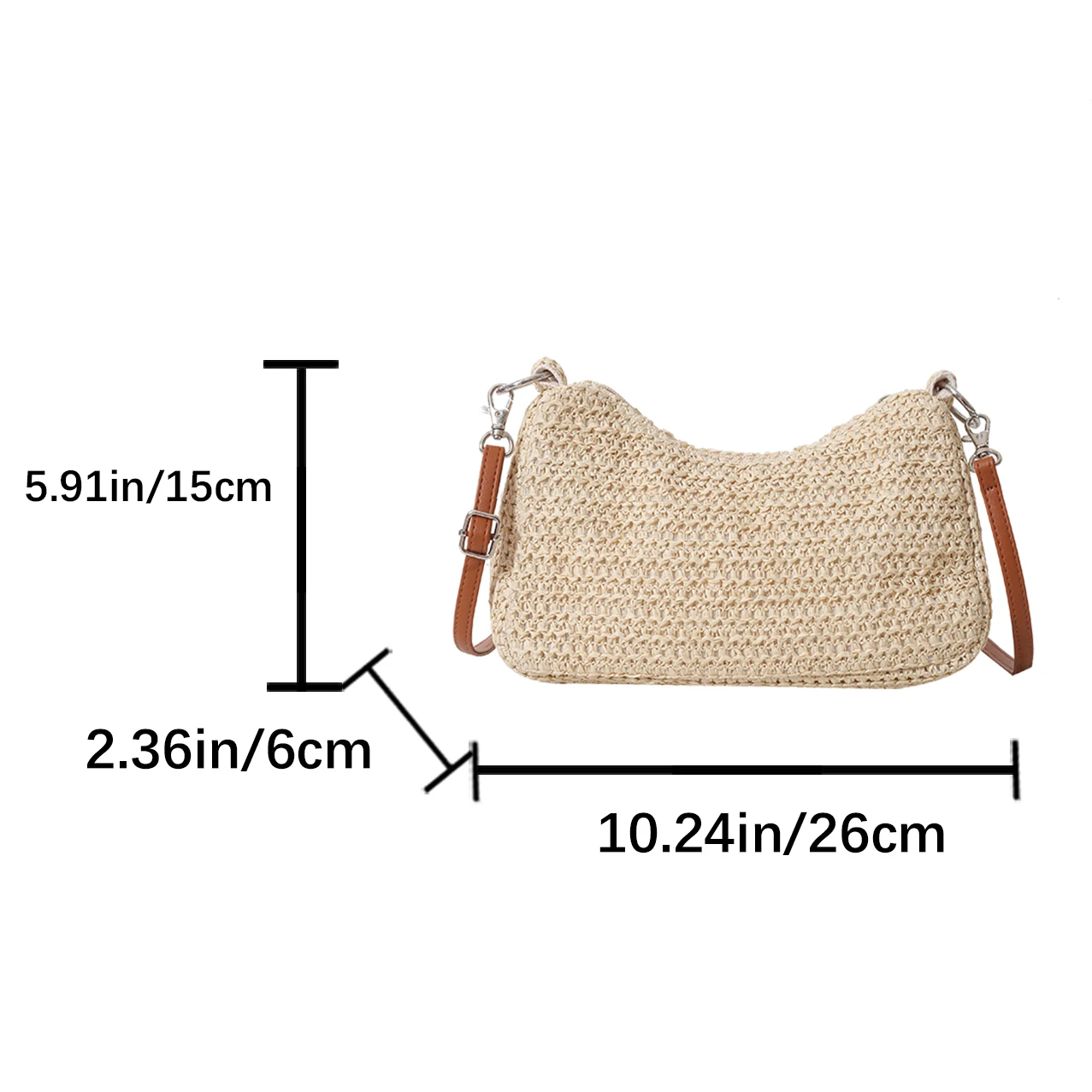 Лето 2025 г., новая соломенная сумка через плечо, модная сумка в форме полумесяца, женская сумка через плечо с отличной текстурой