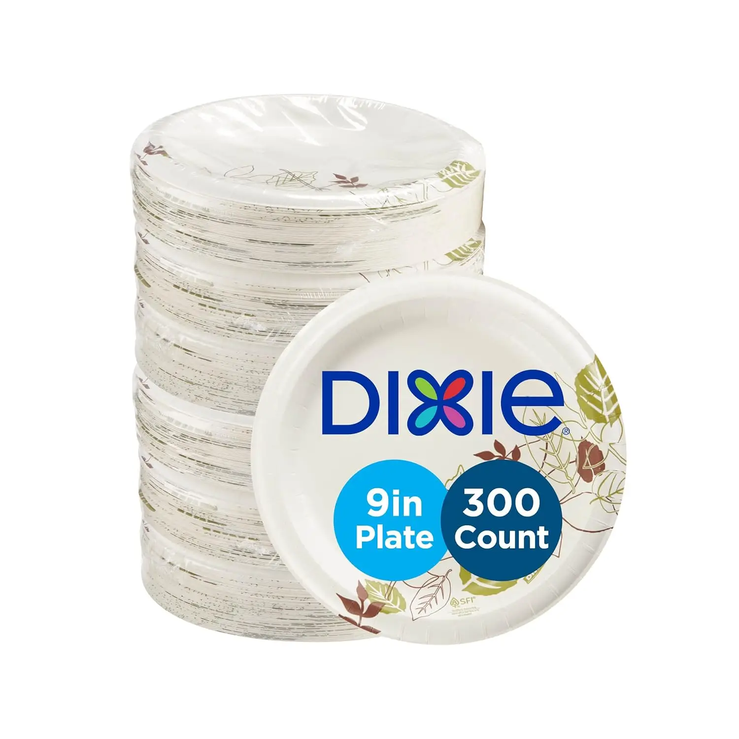 Dixie Bulk Paper Plates, 8.5 Inch, 300 Plate Count, (50 Plates Per Pack, 6 Pack Per Case), Medium Weight, White,