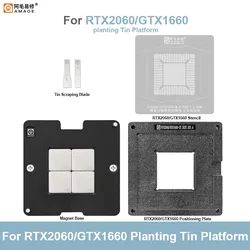 Amaoe RTX2080 2070 2060 GTX1660 BGA Reballing Stencil Kit Location Platform Magnet Base with N18E Steel Mesh