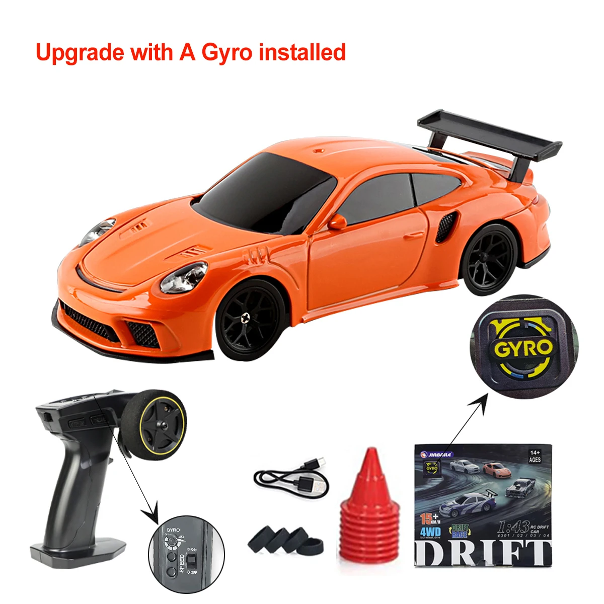 Verbeterde Gyro 1/43 RC Drifting Car Racing RTR 4WD Hoge Snelheid Radio Control Model 2.4G Drift Race Voertuig mini Geschenken