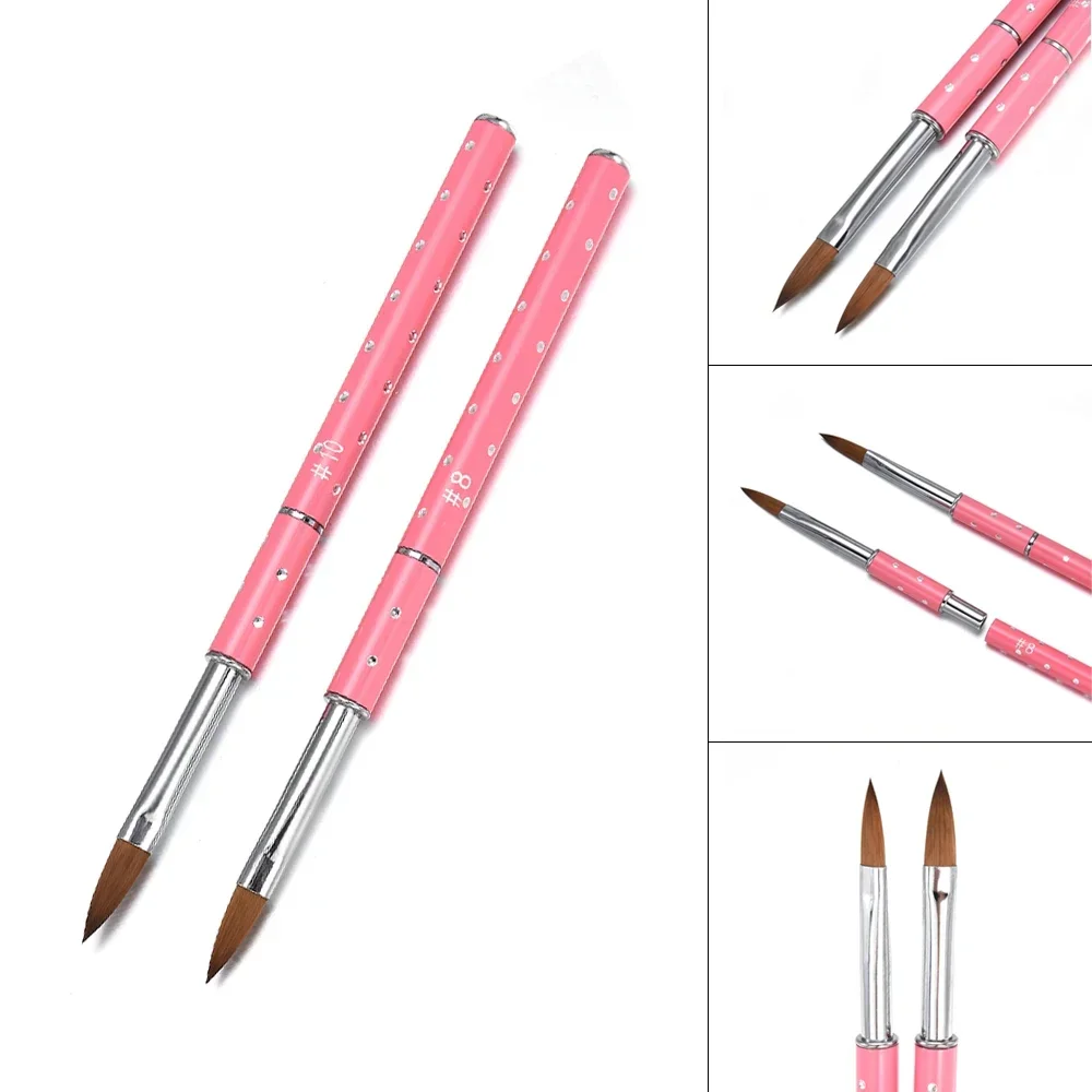 

1Pc Nail Glue Phototherapy Art Brushes Metal Rhinestone Handle UV Gel Polish Carving Flower Pen Manicure Tools Wholesale