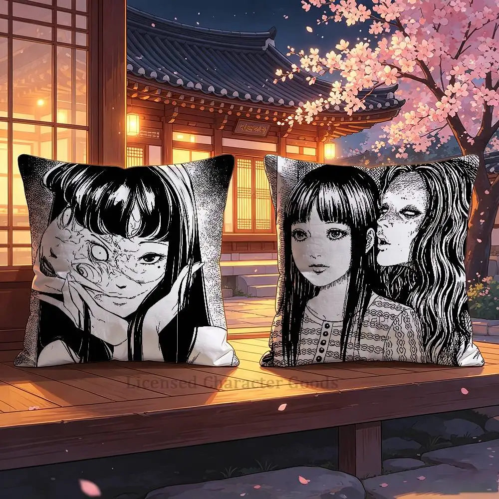 J-JunjiES Horror I-ItoES Double Sided Print Soft Throw Pillow Cover Washable RV Camper Interior No Insert