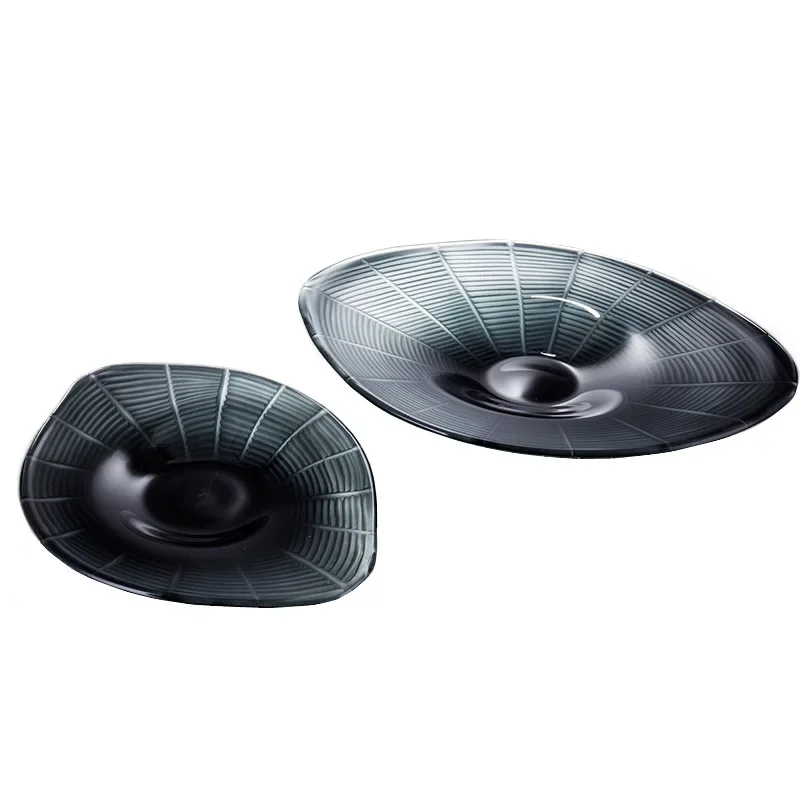 

Креативная овальная стеклянная тарелка с фруктами, большая бытовая тарелка для закусок, сухофрукты, украшение для гостиной, стола, произведения искусства