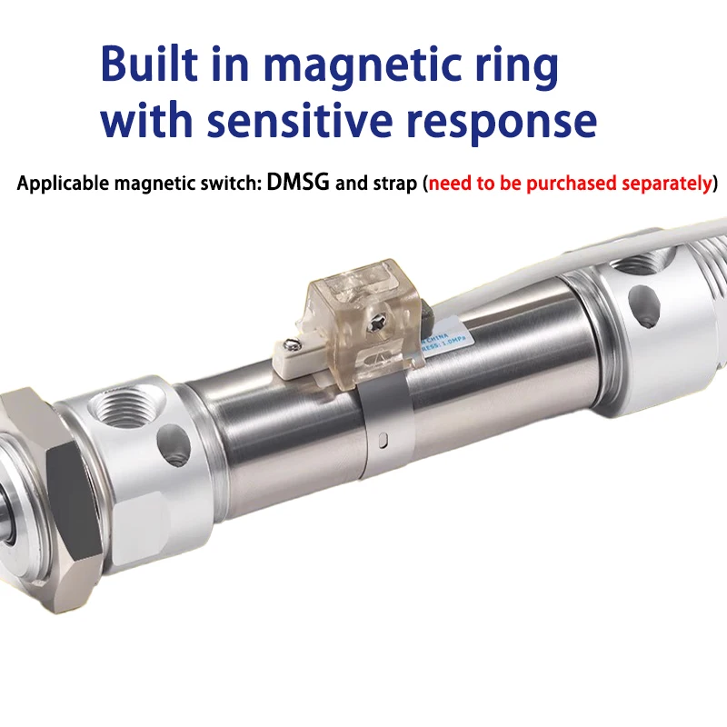 MAC16/20/25/32/40-Stroke25-200mm Reciprocating Buffer Type With Magnet MAC Mini Stainless Steel Pneumatic Cylinder Adjustable