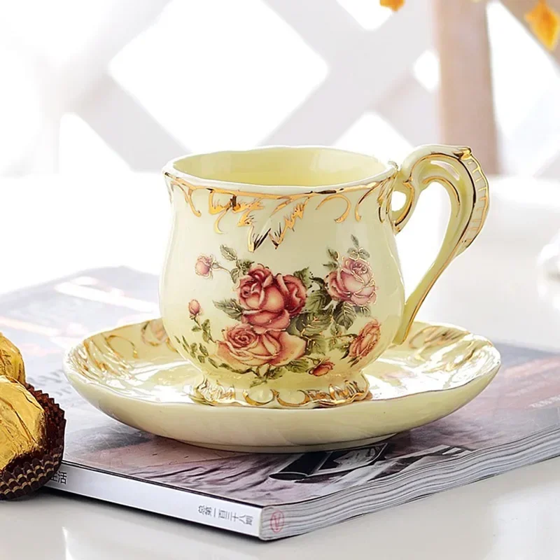 250ml Luxury gold-plated ceramic mug dish,Ceramic Mugs Capacity Water teaCup Novelty Style Mixing Coffee Milk Cup Funny