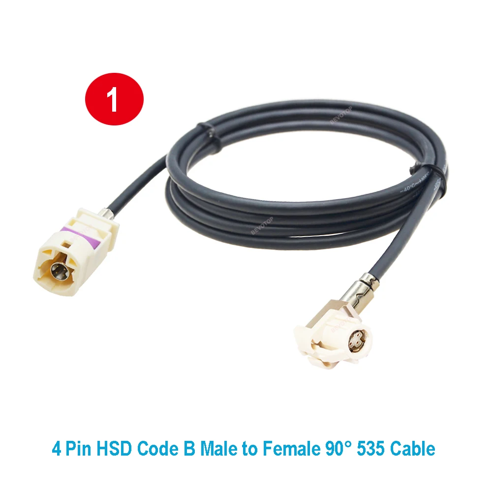 BEVOTOP HSD LVDS Cable 4 Pin HSD Code B Male to Female Straight/ Right Angle Jack High Speed HSD 4 Core 535 Cable Harness Wire