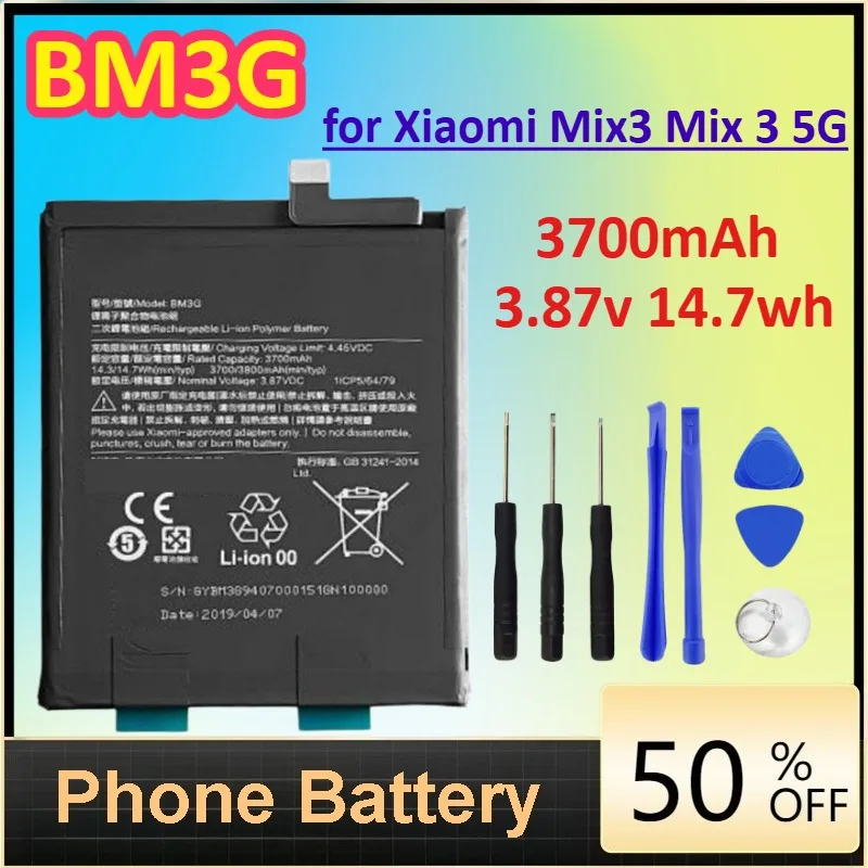 

BM3G 3700mAh 3.87v 14.7wh Replacement Battery for Xiaomi Mix3 Mix 3 5G Portable Mobile Phone Batteries+Tools