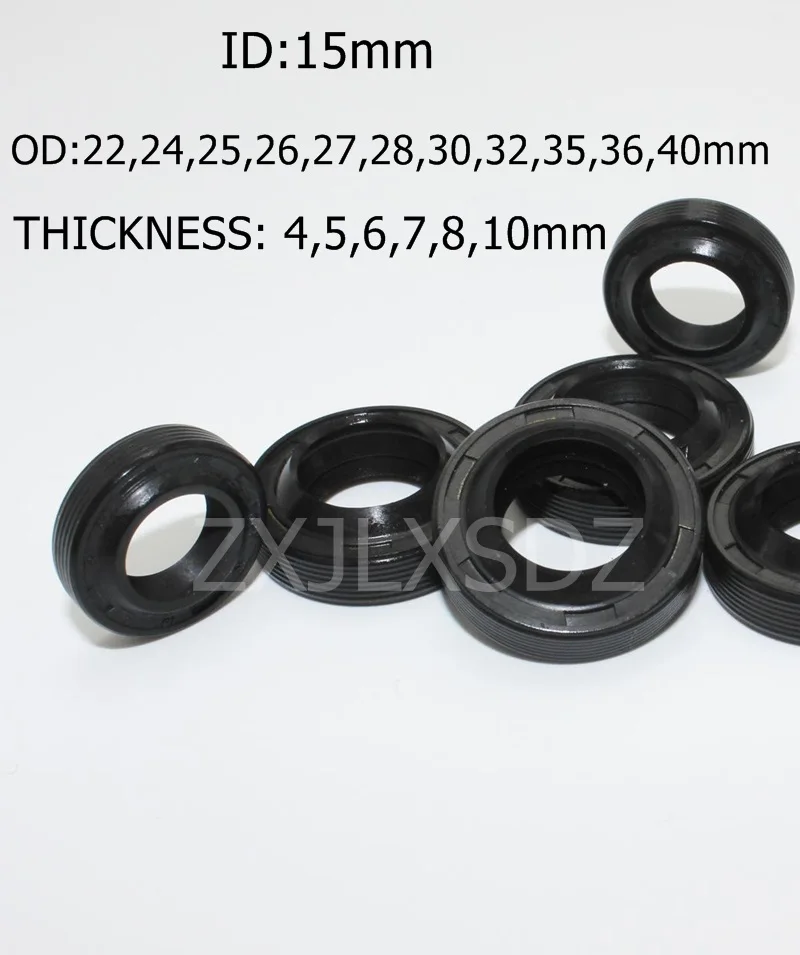 5/10 Pcs NBR Nitrile Rubber TC Double Lip Oil Seal 15x22x4/7 15x24x7 15x26x7 15x27x7 15x28x7 15x30x5/7/8/10 15x32x5/7/10mm