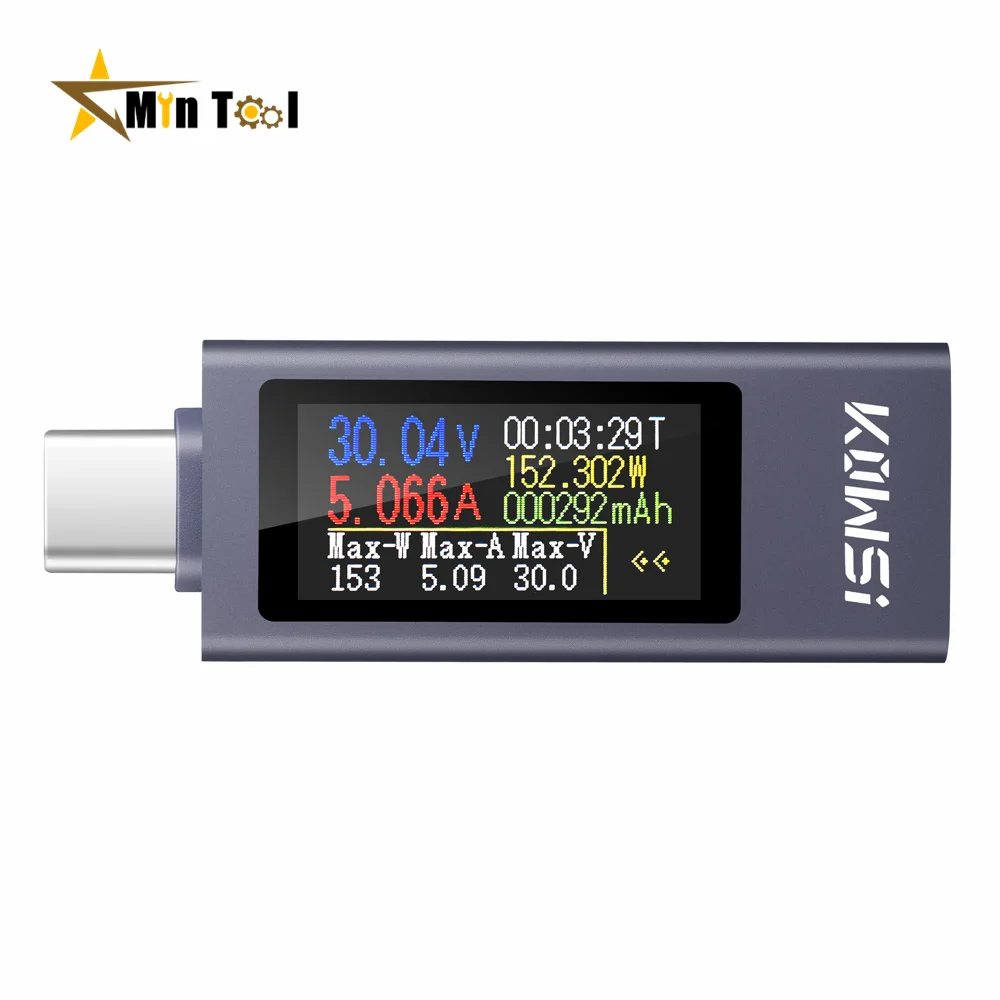 DC 4-30V 0-12A  0.96 Inch Type-c Multi-function Digital Display DC Voltage Ammeter Power Meter Cell Phone Charging Tester