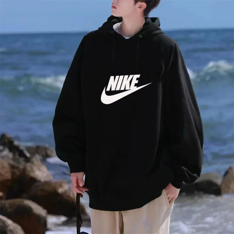 

Мужские свитера для тренировок Nike, печать логотипа, модная, универсальная, толстовка с капюшоном на шнурке, черный/белый/красный/синий