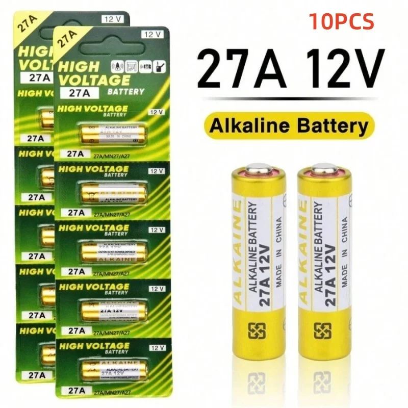 

10PCS 27A 12V Alkaline Battery 23A Dry battery for Doorbell Car Keys Calculators Remote Controls