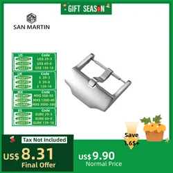 San Martin Watch Band Buckle Brushed 316L Stainless Steel 20mm 18mm Men Watchband Strap Watch Parts Silver Clasp Accessories