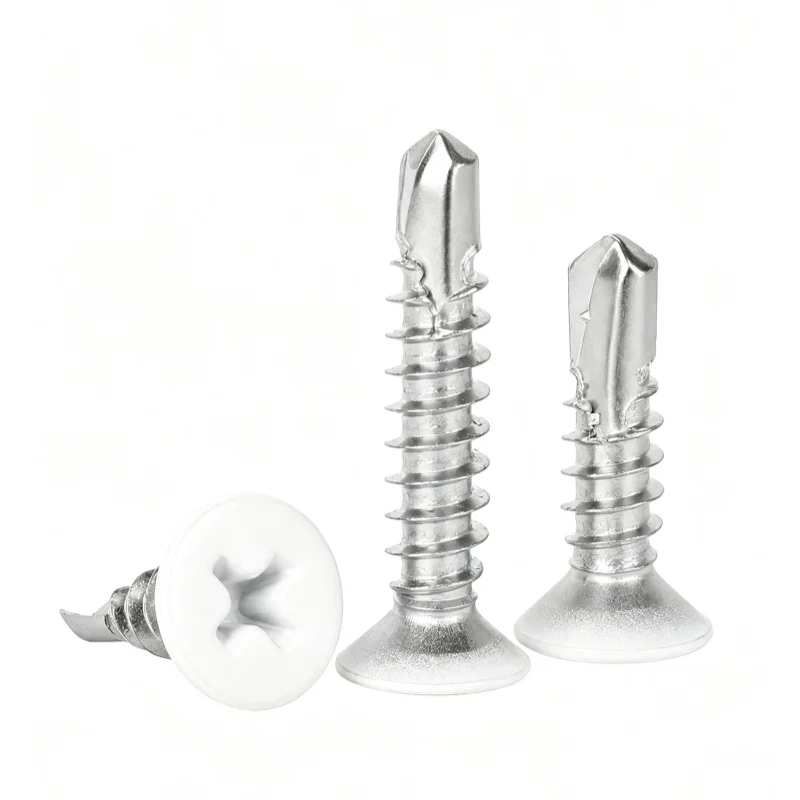 M4.2 M4.8 410 Stainless Steel Coated Cross Head Self-Tapping Screws Countersunk Self Drilling Phillips Screw