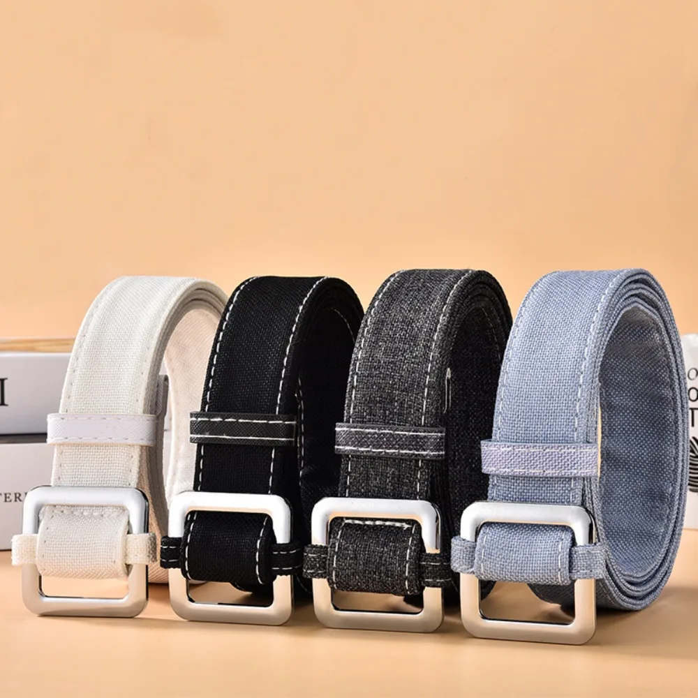 Women Retro Vintage Casual Alloy Non-Porous Buckle Waistband Denim Canvas Belt Trouser Dress Belts Wild Waist Strap