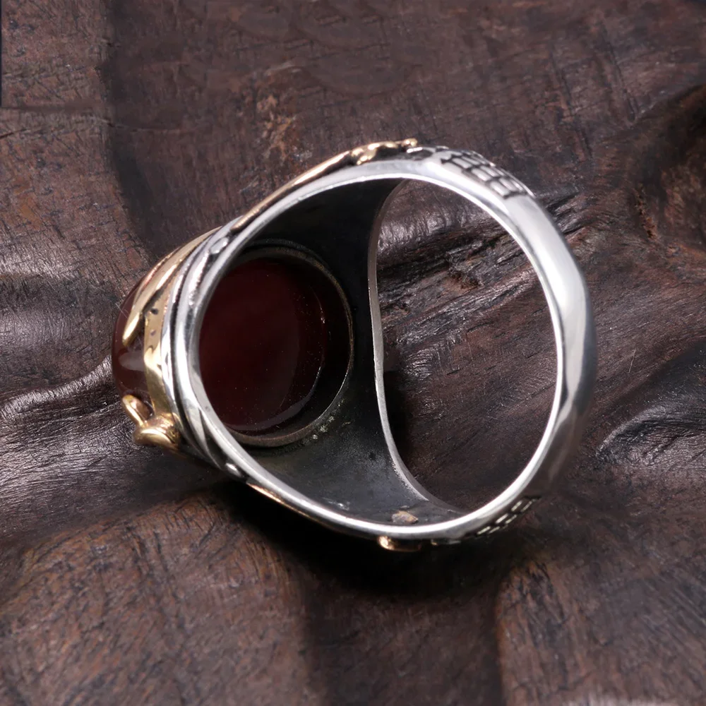 Oryginalne pierścionki ze srebra próby 925 Cool Vintage Pierścionki Natural Onyx Tiger Eye Duże tureckie pierścionki dla mężczyzn z kamieniami Biżuteria turecka — zdjęcie 4
