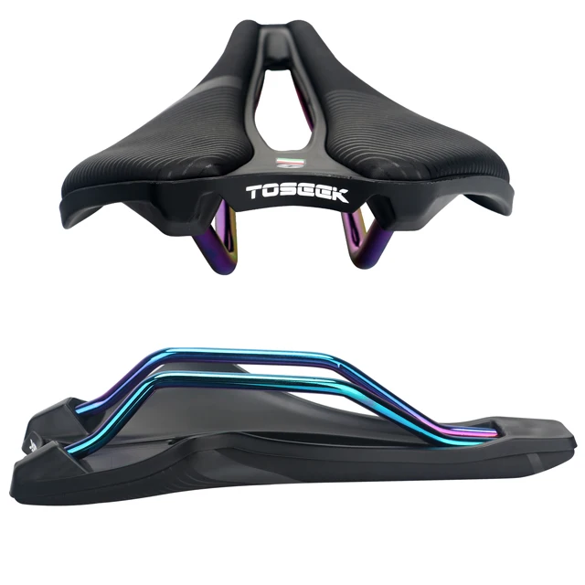 

STLF Toseek Race Bike Mtb Saddle Silver Black Comfortable Eva Cushion Leather Road Bike Bicycle Saddle for Men