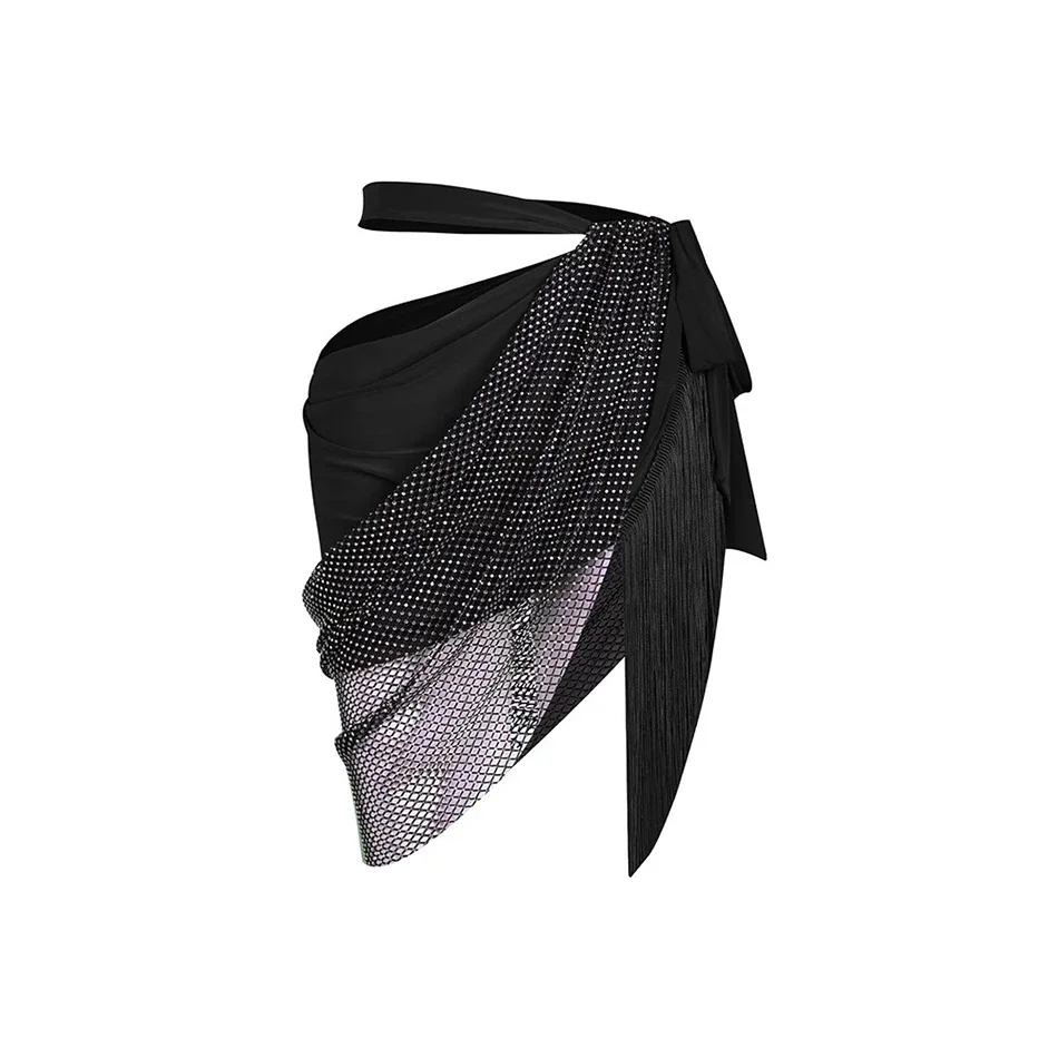 Robe de danse latine pour femmes, robes de danse modernes pour le ventre, jupe rayée et Design à franges