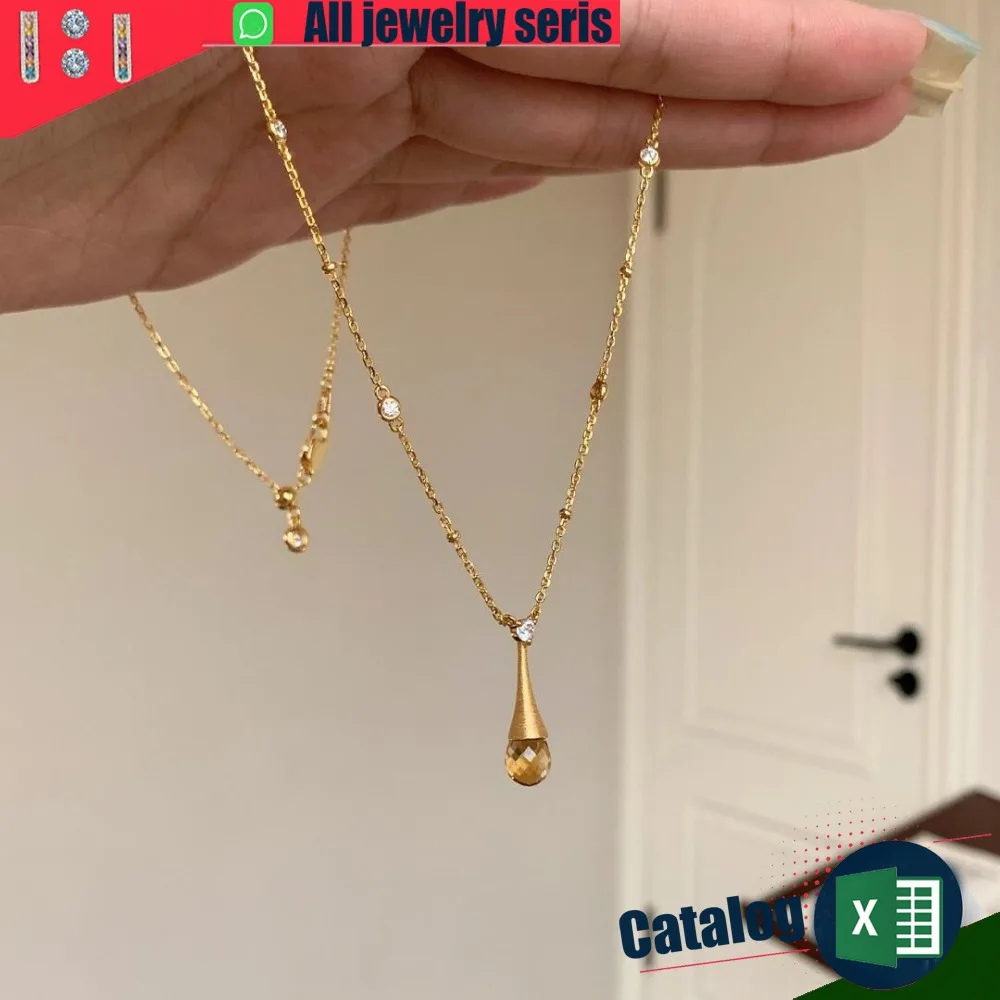 قلادة على شكل طقم من الزركون المصقول مطلية بالذهب للنساء مجوهرات #1