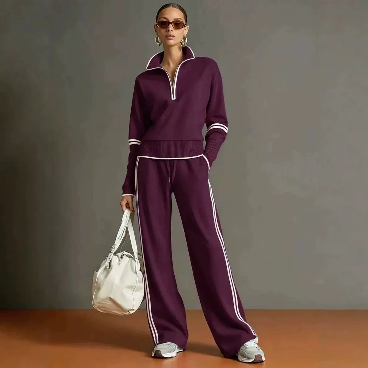 2026 Autumn New Pure Color Block Long Sleeve Sportswear Set Independent Station Cross-Border Long Pants Unisex Cotton Sweatshirt