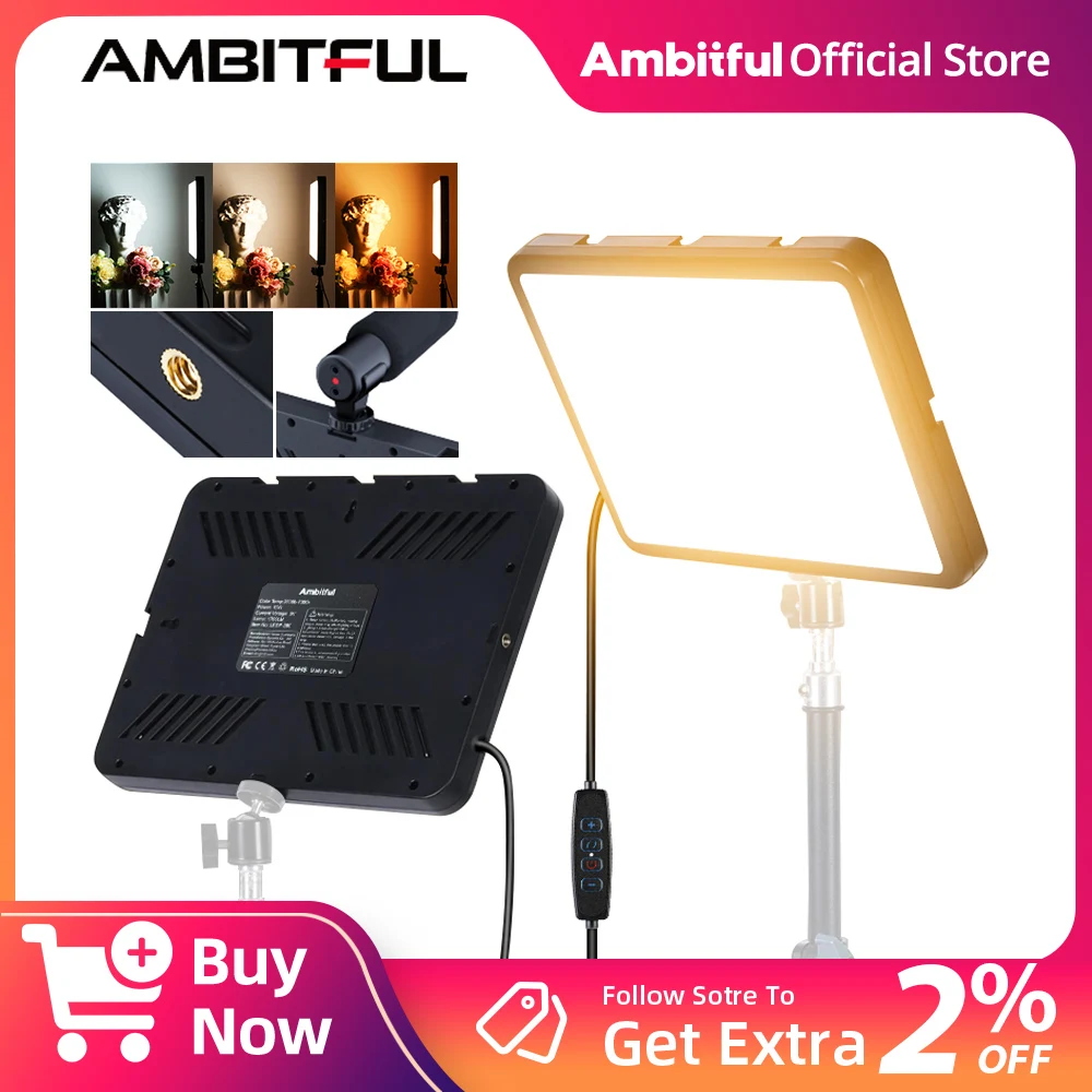 

Ambitful LEDP-280 Led Video Light Camera 2800-7000K Dimmable Photography Lighting For Filming Streaming Studio USB Panel Light