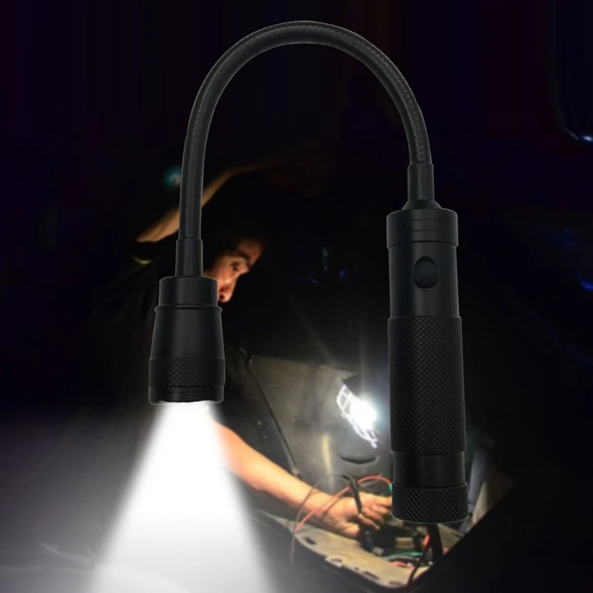 LED Work Light with Flexible Gooseneck and Magnetic Base, Zoomable Lens T6 Flashlight LED Lighting for Work Bench, Auto Repair