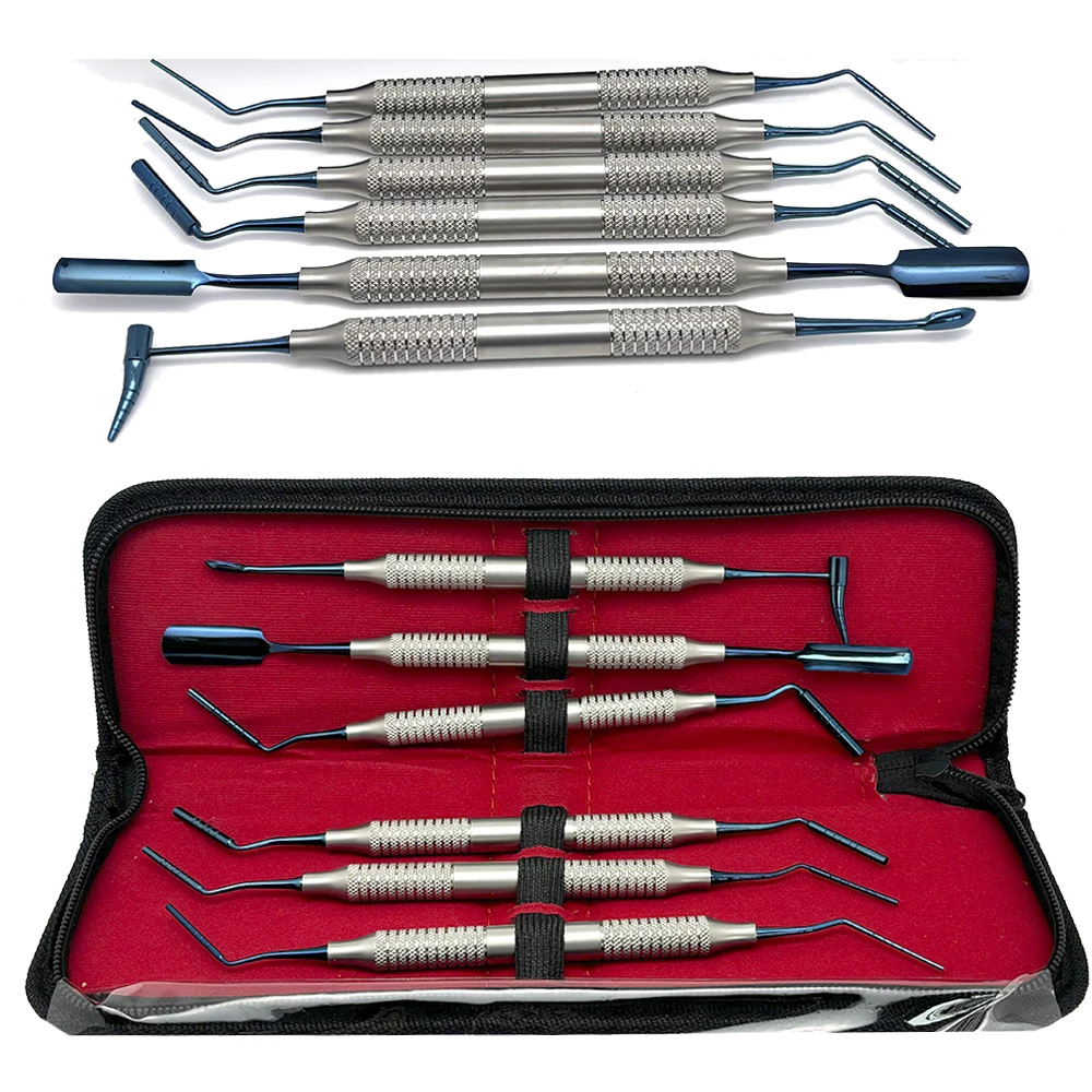 6pcs/set Dental Bone Powder Filling Restorative Bone Graft Dentist stainless steel Implant titanium coating Tool