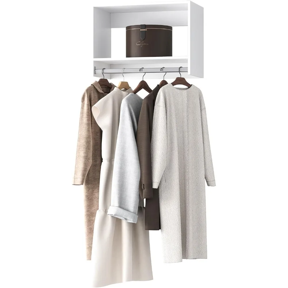 وحدة خزانة معلقة طويلة، نظام خزانة معياري، منظم نظام خزانة خشبي مع مساحة تخزين للمشي في الخزانات، رف ملابس Wa