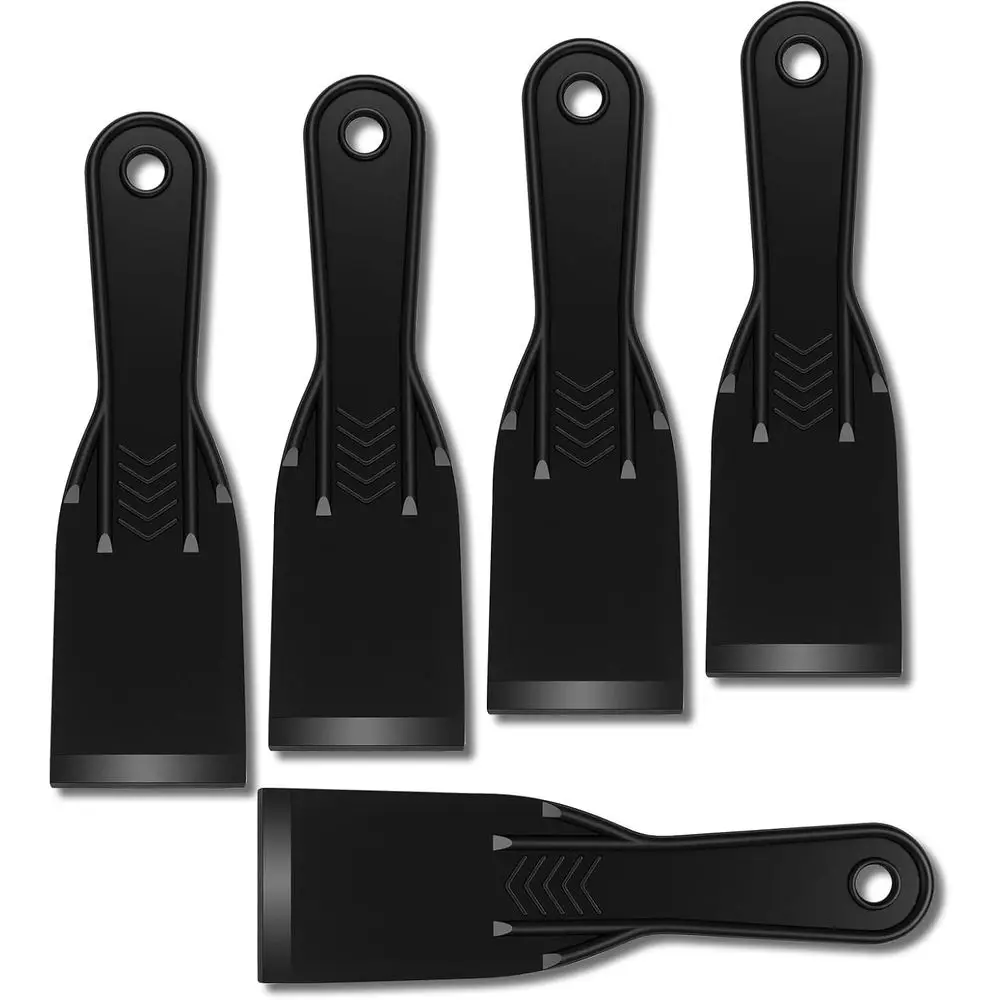 

5-Pack Putty Knife - 2 Inch Black Plastic Putty Knife - Flexible Plastic Paint Scraper Tool for Repairing Walls, Spackling, Scra