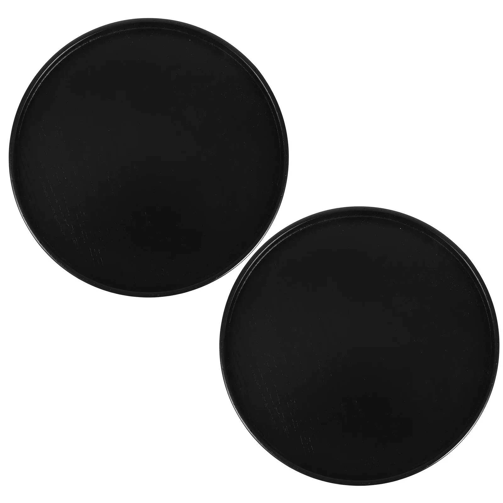 

2Pcs Black 8Inch Round Wooden Trays for Kitchen Table Decorative Holder Coffee Table Tray Home Decor Storage