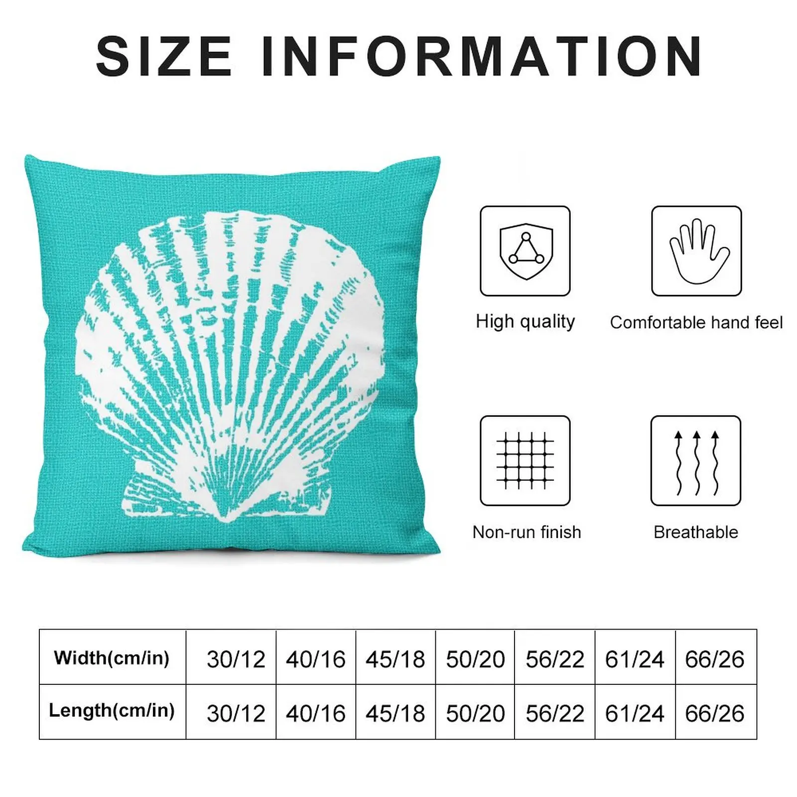 Aqua Blue with White Clam Shell Throw Pillow Pillow Decor Pillowcases Cushion Covers Sofa autumn decoration pillow