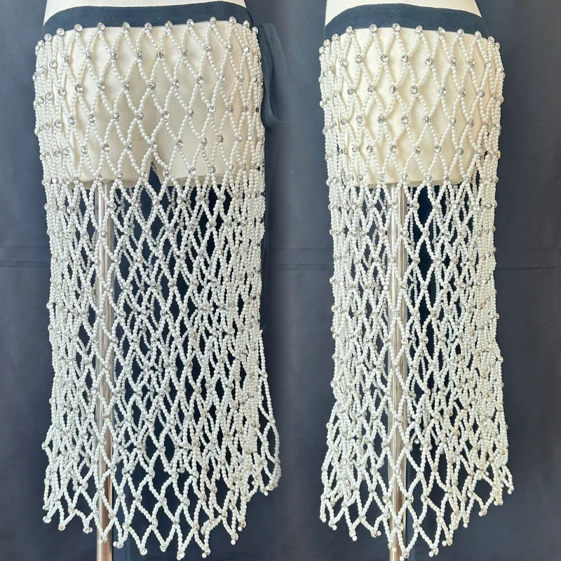 

Women Body Jewelry Skirt chain Bra chain Sexy Bikini Pearl Handmade Skirt chain Belly Band Nightclub Fashion Tassel Body Chain