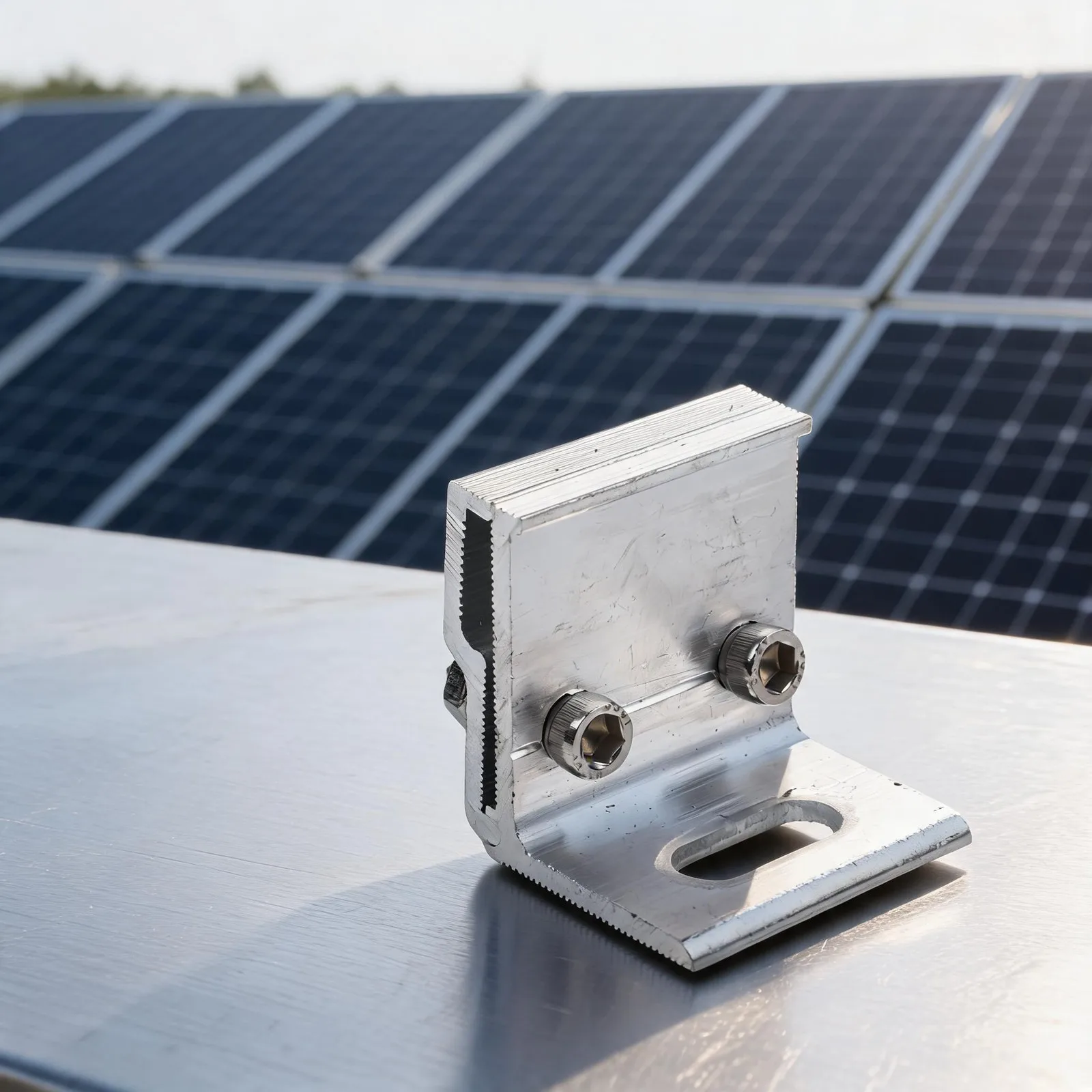 Aluminum Seam Clamp for Solar PV Array Installation on Standing Seam Roofs with Resistant Stainless Components