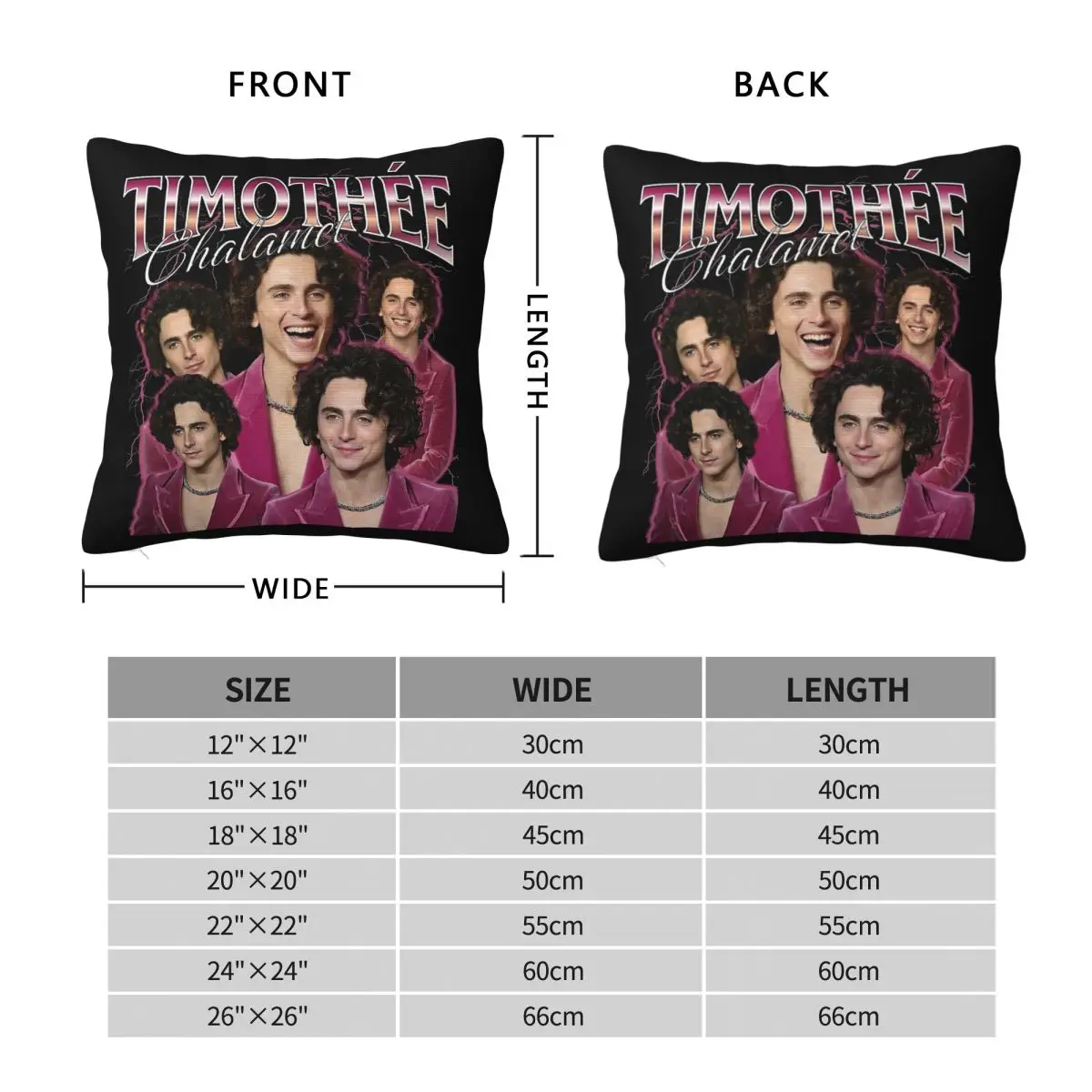 Timothée Chalamet Actor Pillowcase Polyester Linen Velvet Printed Zip Decor Pillow Case Sofa Seater Cushion Cover